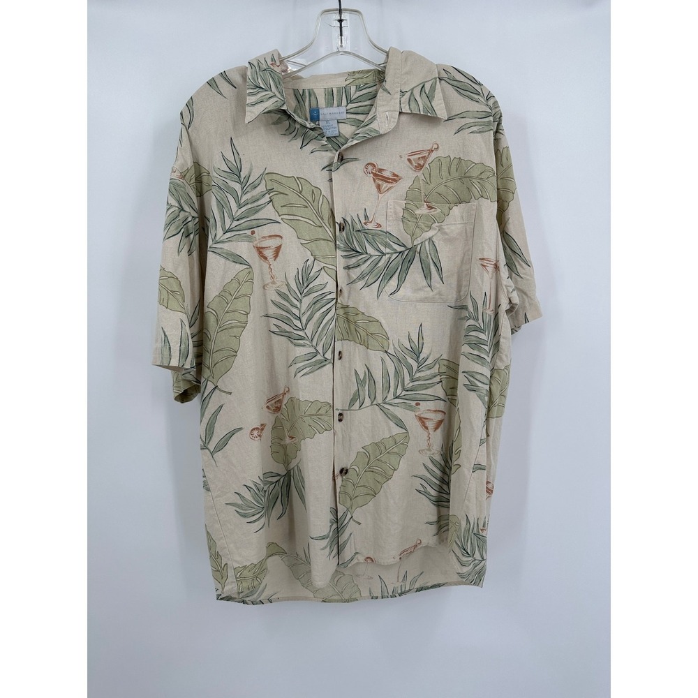Half Moon Bay Mens Silk Blend Hawaiian Shirt Size XL Tropical Alohoa Resort Luau